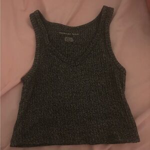 American Eagle Outfitters Charcoal Ribbed Crop Top